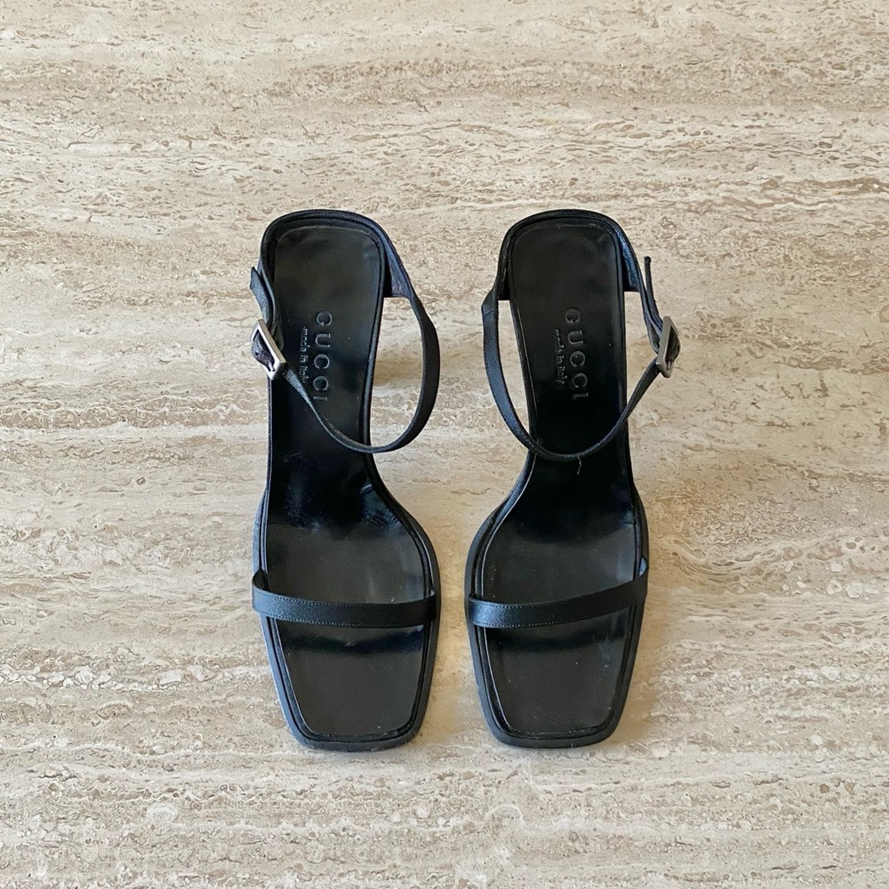 Vintage Gucci Tom Ford-era Satin Buckle Sandal Heels
